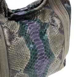 Pre Owned Jimmy Choo Tri Color Snakeskin Saba Hobo Bag