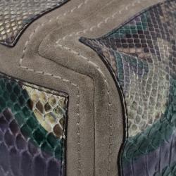 Pre Owned Jimmy Choo Tri Color Snakeskin Saba Hobo Bag