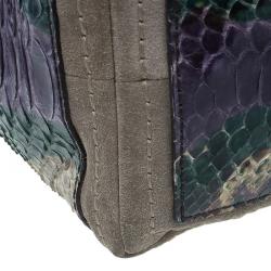 Pre Owned Jimmy Choo Tri Color Snakeskin Saba Hobo Bag