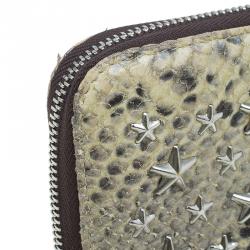 Pre Owned Jimmy Choo Beige Python Wallet