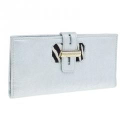 Pre Owned محفظة جيمي تشو فضي ميتالك وشعر حصان