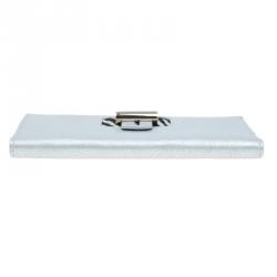 Pre Owned محفظة جيمي تشو فضي ميتالك وشعر حصان