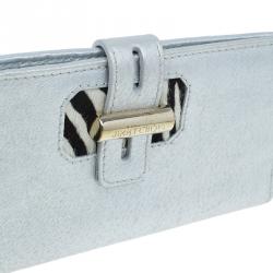 Pre Owned محفظة جيمي تشو فضي ميتالك وشعر حصان