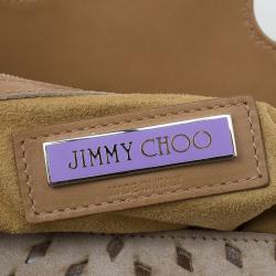Jimmy Choo Beige Perforated Suede Tulita Satchel Bag