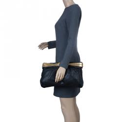 Pre Owned Jimmy Choo Black Leather Oversized Chain Zip Clutch