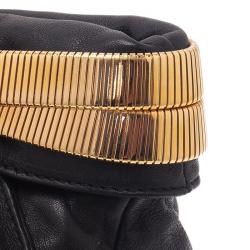 Pre Owned Jimmy Choo Black Leather Oversized Chain Zip Clutch