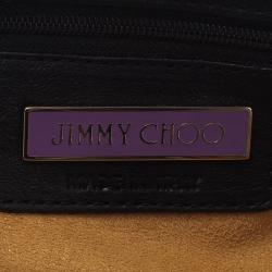 Pre Owned Jimmy Choo Black Leather Oversized Chain Zip Clutch