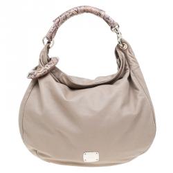 Pre Owned حقيبة جيمي تشو سكاي بانغل  جلد ثعبان/ جلد بيج