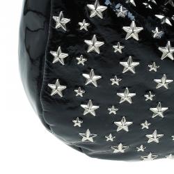 Pre Owned Jimmy Choo Black Patent Leather Small Star Studded Solar Hobo