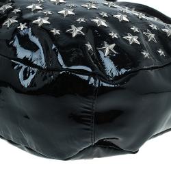 Pre Owned Jimmy Choo Black Patent Leather Small Star Studded Solar Hobo