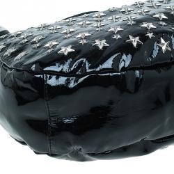 Pre Owned Jimmy Choo Black Patent Leather Small Star Studded Solar Hobo