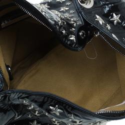 Pre Owned Jimmy Choo Black Patent Leather Small Star Studded Solar Hobo