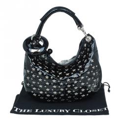 Pre Owned Jimmy Choo Black Patent Leather Small Star Studded Solar Hobo