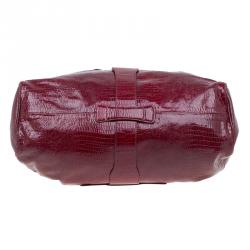 Jimmy Choo Burgundy Python Embossed Leather Riki Tote