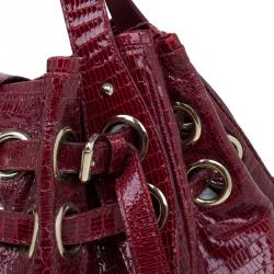 Jimmy Choo Burgundy Python Embossed Leather Riki Tote