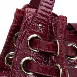 Jimmy Choo Burgundy Python Embossed Leather Riki Tote