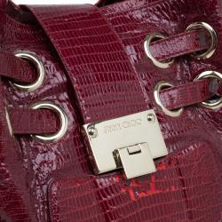Jimmy Choo Burgundy Python Embossed Leather Riki Tote