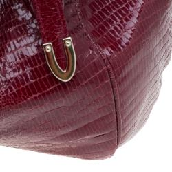 Jimmy Choo Burgundy Python Embossed Leather Riki Tote