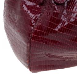 Jimmy Choo Burgundy Python Embossed Leather Riki Tote