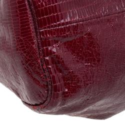 Jimmy Choo Burgundy Python Embossed Leather Riki Tote