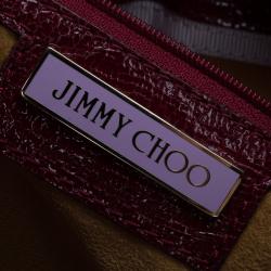 Jimmy Choo Burgundy Python Embossed Leather Riki Tote