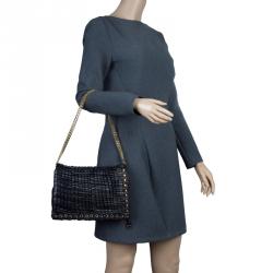 Pre Owned حقيبة كتف جيمي تشو كريستينا جلد أسود بطيات