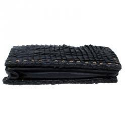 Pre Owned حقيبة كتف جيمي تشو كريستينا جلد أسود بطيات