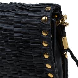 Pre Owned حقيبة كتف جيمي تشو كريستينا جلد أسود بطيات