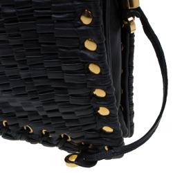 Pre Owned حقيبة كتف جيمي تشو كريستينا جلد أسود بطيات