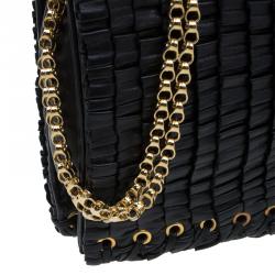 Pre Owned حقيبة كتف جيمي تشو كريستينا جلد أسود بطيات