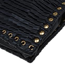 Pre Owned حقيبة كتف جيمي تشو كريستينا جلد أسود بطيات