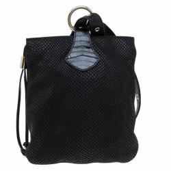 Pre Owned Jimmy Choo Black Snake Embossed and Snake Detail Sling Bag