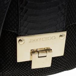 Pre Owned Jimmy Choo Black Snake Embossed and Snake Detail Sling Bag