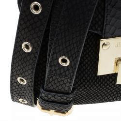 Pre Owned Jimmy Choo Black Snake Embossed and Snake Detail Sling Bag