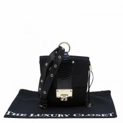 Pre Owned Jimmy Choo Black Snake Embossed and Snake Detail Sling Bag