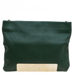 مملوكة مسبقًا Jimmy Choo Green Leather Carrie Clutch