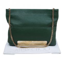 مملوكة مسبقًا Jimmy Choo Green Leather Carrie Clutch