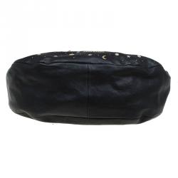 مملوكة مسبقًا Jimmy Choo Black Leather Large Solar Zodiac Studded Hobo