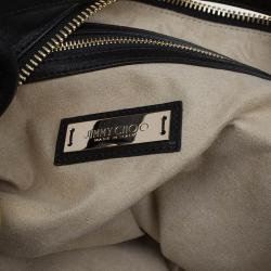 مملوكة مسبقًا Jimmy Choo Black Leather Large Solar Zodiac Studded Hobo