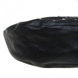 مملوكة مسبقًا Jimmy Choo Black Leather Large Solar Zodiac Studded Hobo