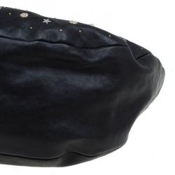 مملوكة مسبقًا Jimmy Choo Black Leather Large Solar Zodiac Studded Hobo