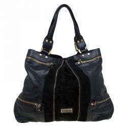 Pre Owned Jimmy Choo Black Leather and Suede Mona Tote 