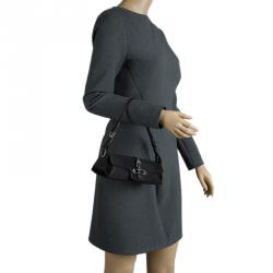 Pre Owned Jimmy Choo Black Satin Crystal Tulita Clutch