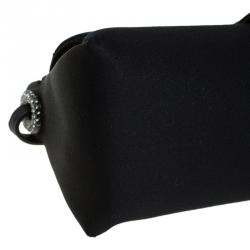 Pre Owned Jimmy Choo Black Satin Crystal Tulita Clutch