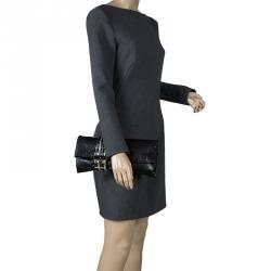 Pre Owned حقيبة كلتش جيمي تشو شاندرا جلد أسود