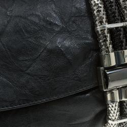 Pre Owned حقيبة كلتش جيمي تشو شاندرا جلد أسود