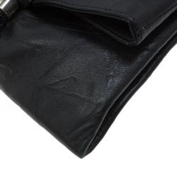 Pre Owned حقيبة كلتش جيمي تشو شاندرا جلد أسود