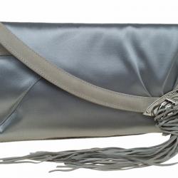 مملوكة مسبقًا Jimmy Choo Grey Satin Carissa Clutch