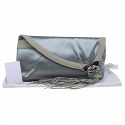 مملوكة مسبقًا Jimmy Choo Grey Satin Carissa Clutch