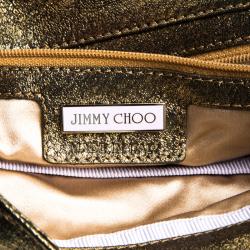 Jimmy Choo Gold Leather Chandra Clutch